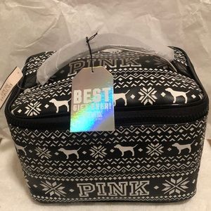 NWT Vintage PINK Victoria’s Secret Iconic PINK Dog Black & WhiteTrain Case.